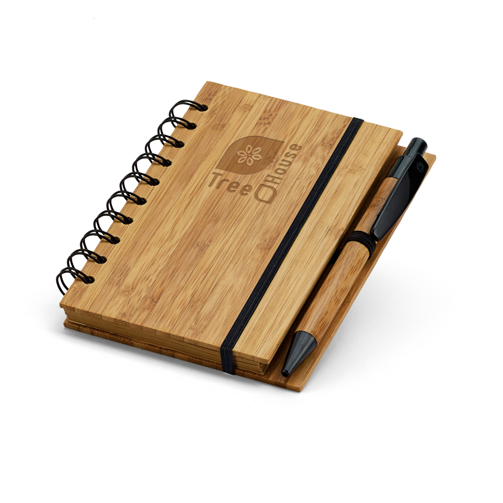  Caderno Personalizado em Bambu 14,8 x 10,5 cm